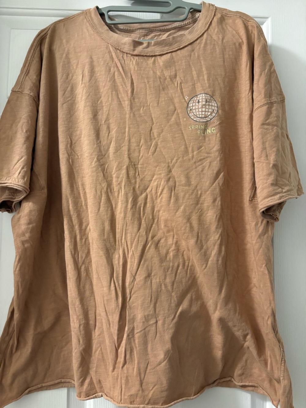 aerie Short-Sleeve Crewneck T-Shirt in Light Tan